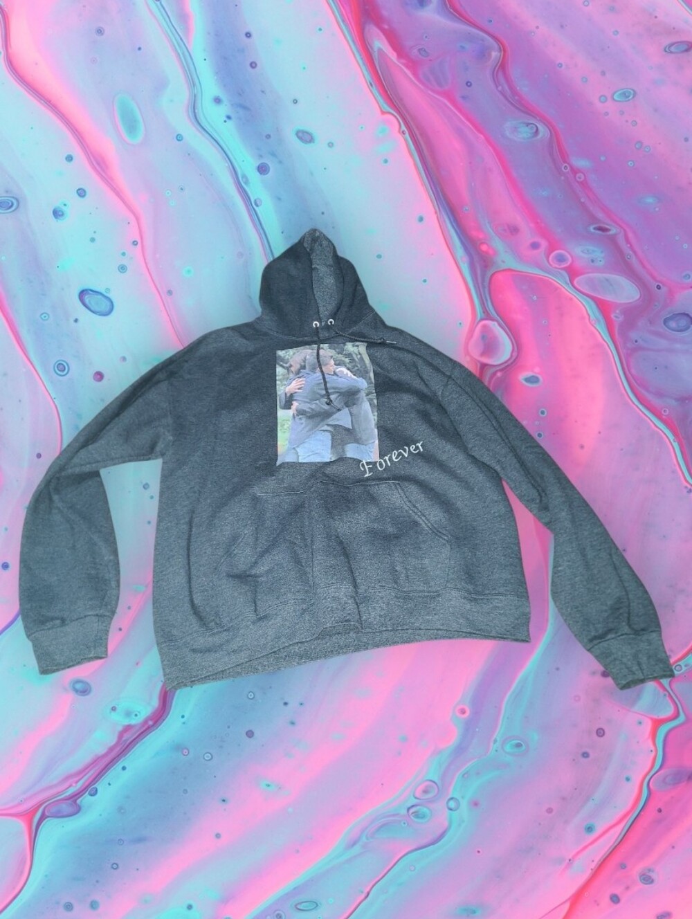 Supernatural Sam and Dean hugging hoodie unisex size large embroidered